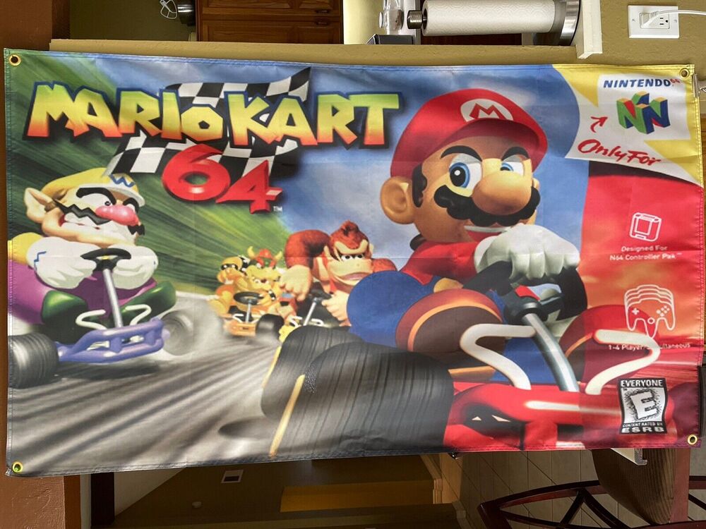 Mario Kart 64 5ft Flag Nintendo N64 1997 Banner Poster